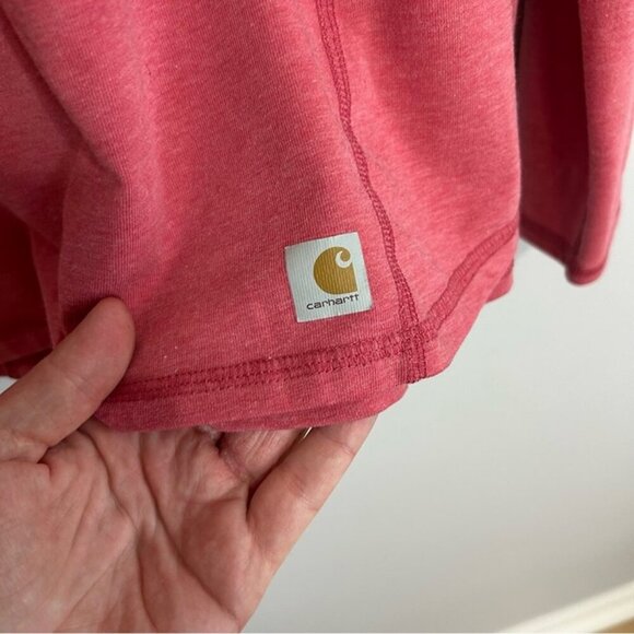 Carhartt Force Girls Pink Quarter Zip Lightweight Sweatshirt Youth Size 12/14 - Picture 2 of 6